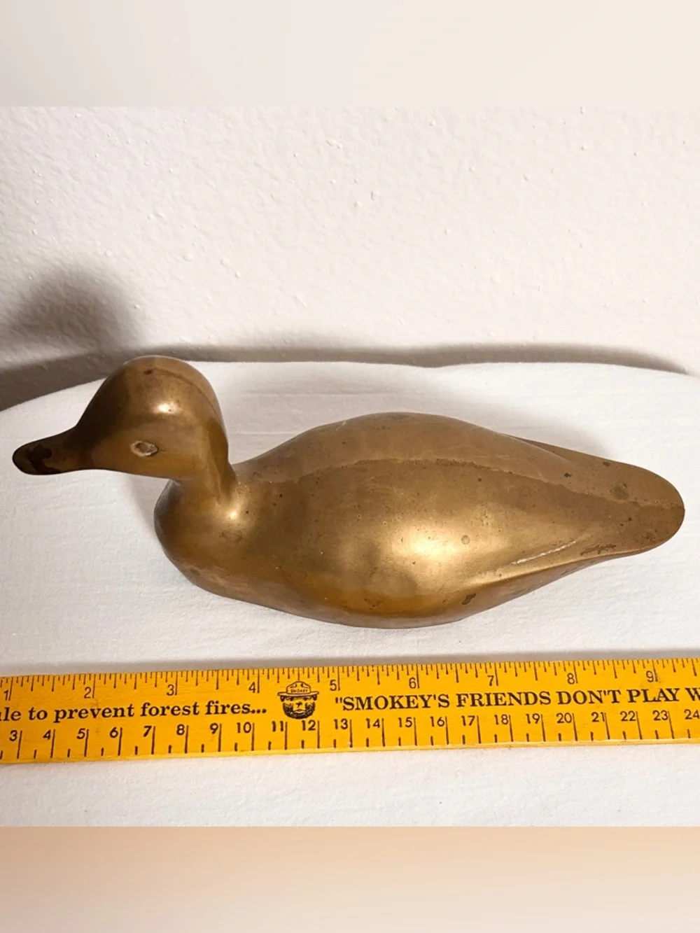VTG Brass Coated Duck Sculpture Distressed Paper Weight Gold Decor Figurine